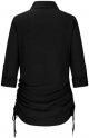 Women's Long Sleeve Button Down Shirt Dress Both Sides Drawstring Long Blouse Tunic Tops Collared Short Mini Dresses